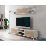 Mueble de salón y TV composición apilable para salón 180 Cm Color Blanco y Madera