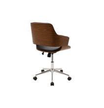 Sillón de Dirección Blanco en Piel Sintética y Madera Natural - 89/79 x 61 x 53 cm - Patas Metálicas